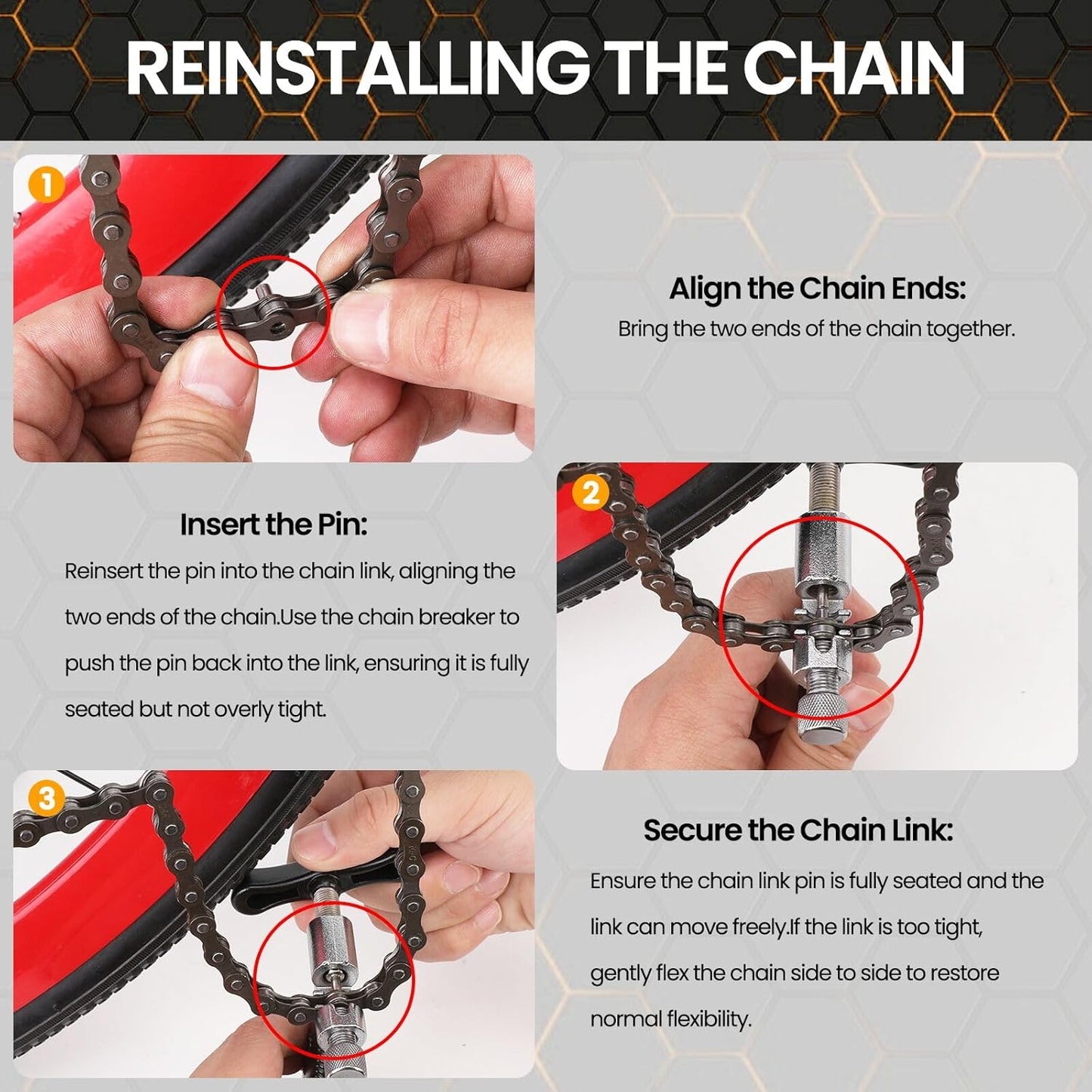 Oumers Bike Chain Repair Tools Set, Bicycle Chain Break Tool, Master Link Pliers, Bike Wear Checker Indicator Opener Closer Remover Pliers