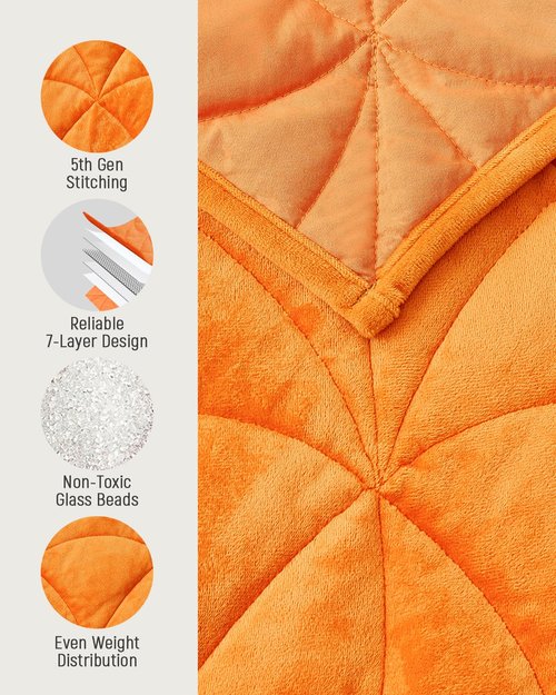 Weighted Lap Blanket 5 lbs for Adults, Luxury Soft Small Weighted Blanket, Compact Portable Weighted Lap Pad for Relaxation, Sleeping, Travel, All-Season Use, Bright Orange, 30" x 40"