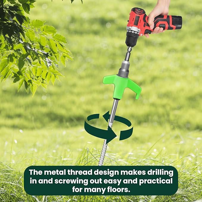 8" Screw in Tent Stakes 12PCS - Ground Anchors Screw - Screw in Tent Stakes Heavy Duty- Tent Pegs Camping Stakes - Hex Pegs Drillable Tent Stakes and Hexagon Head Drive and Storage Box (Green)