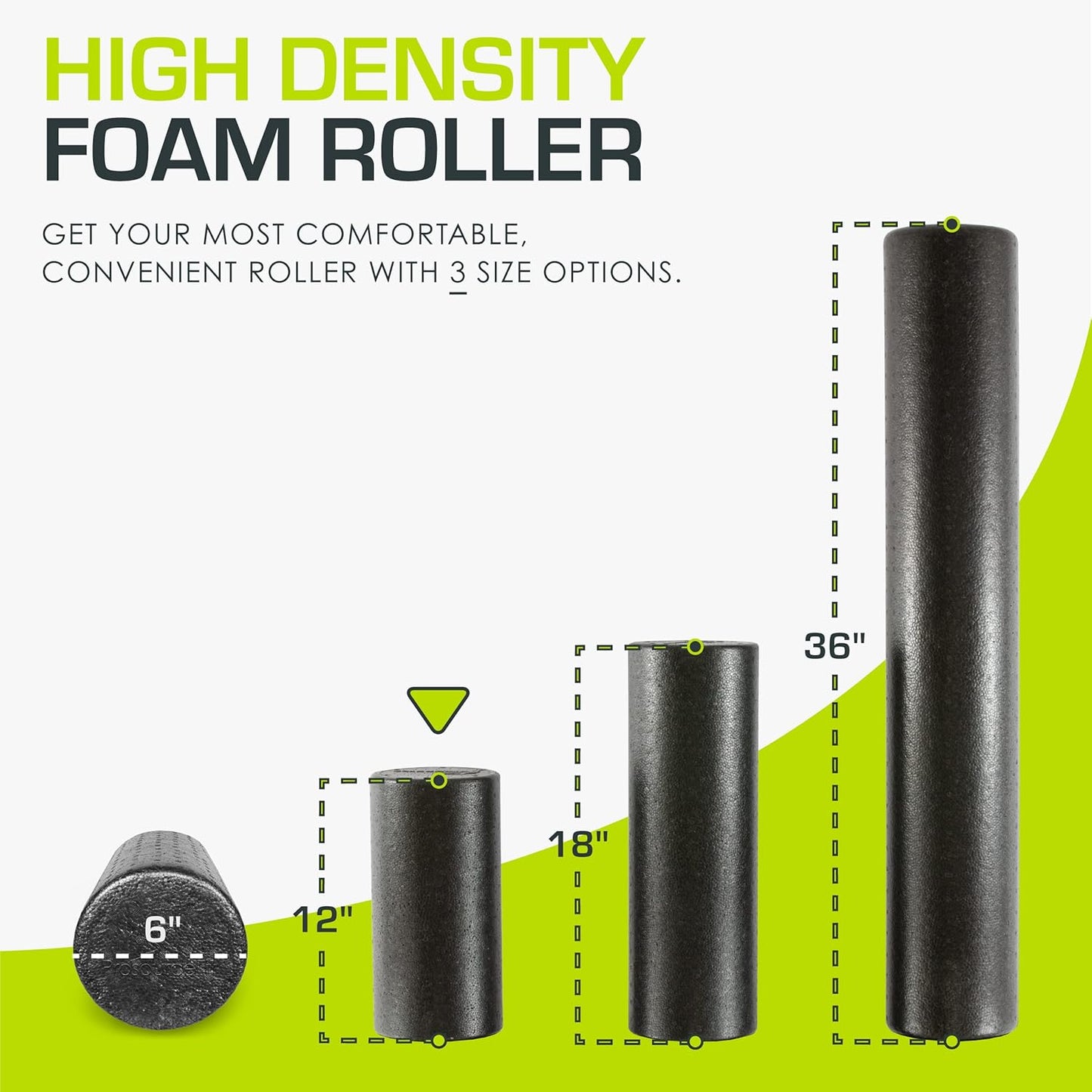 ProsourceFit High Density Foam Rollers 36 - inches Long, Firm Full Body Athletic Massage Tool for Back Stretching, Yoga, Pilates, Post Workout Muscle Recuperation, Black