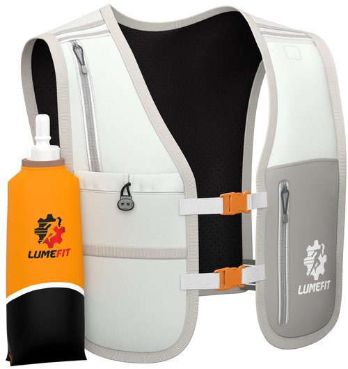 LUMEFIT Running Vest Phone Holder - Hydration Vest with Water Bottle- Reflective Vest for Men and Women- Running Hydration Vest Waterproof Phone Pouch