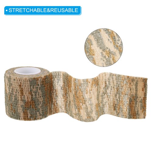 PATIKIL 2in x 14.76ft Camo Tape Wrap, 4 Rolls of Self-Adhesive Camouflage Tape for Hunting Climbing Outdoor Camera Flashlight, Dune