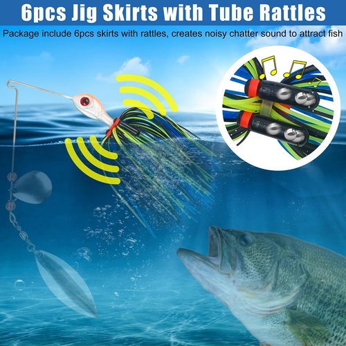Spinner Bait Skirt Jig Skirts Replacement DIY Fishing Lure Making Supplies Soft Skirt for Spinnerbaits Bass Fishing Jigs Buzzbait Squid Jigs Fishing Lure Skirts 50 Strands 24 Bundles