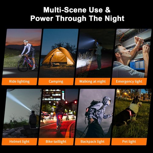 LED Bike Lights for Night Riding High Lumens with 2 Pack Taillight Super Bright Bicycle Headlight & Tail Light Set, Mountain/Road Bike Safety Light Front and Back Cycling