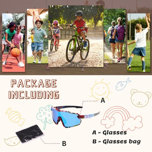 MARIDA Kids Baseball Sunglasses for Youth 8-12, Polarized Youth Sunglasses Cycling Running Climbing Baseball Softball