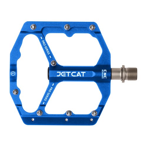 JETCAT Mountain Bike Pedals Flat - MTB Pedals Flat, Bicycle Pedals, Road Bike Pedals, BMX Pedals, for BMX MTN Road Gravel EBike, Specialized Parts, Adults, Aluminum Metal Stamp 9/16" Blue