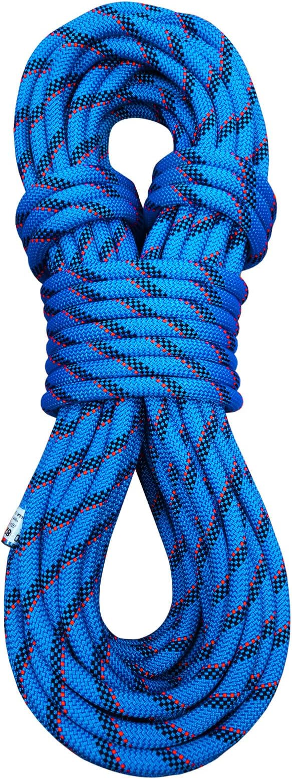 Static Climbing Rope 11mm UIAA Static Line Rappelling Rope 15M (50ft) Nylon Kern Mantle Rope for Escape Rope Rock Climbing, Mountain Tree Climbing, Hauling, Rescue