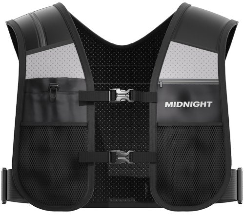 MIDNIGHT Water Resistant Running Vest - Reflective Vest for Running, 7 Pockets for Extra Storage, Lightweight Phone Holder for Men & Women