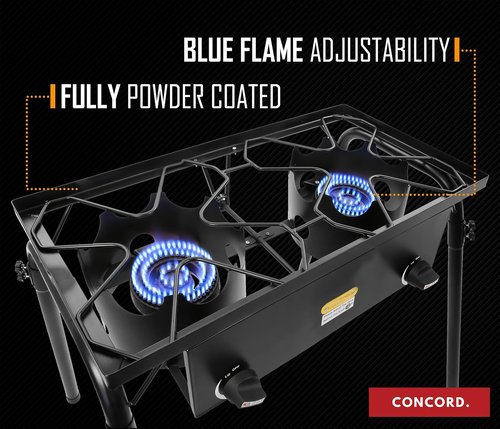 Concord Double Propane Burner - Outdoor 2-Burner Camping Stove for Cooking & Home Brewing