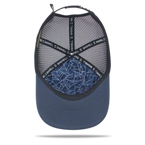 SHOHELL Bigfoot Trucker Hat - Baseball Cap for Men & Women, Adjustable Snapback Hat with Mesh Back, Fishing & Golf Hat (US, Alpha, One Size, Navy)