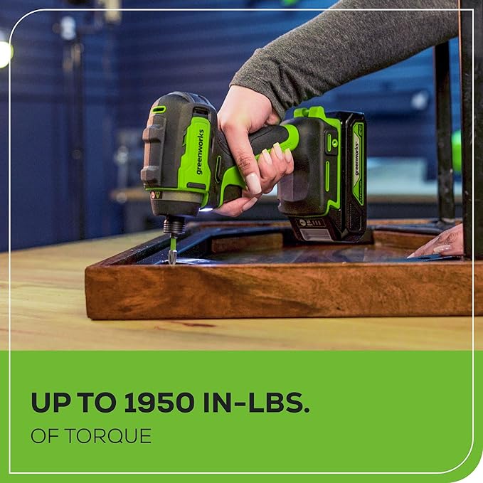 Greenworks 24V Brushless 3 pcs Cordless Power Tool Combo Kit, 310 in-lbs Drill Driver, 1950 in-lbs Impact Driver, 3000 Lumen Spotlight, with 2 2Ah Battery and Charger