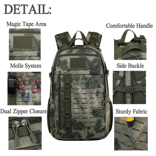 Ydmpro Tactical Backpack, 30L Military Daypack Molle Army 3 Day Assault (Black)