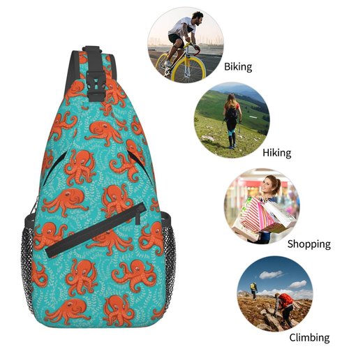 VSOFMY Sling Bag For Women Men Orange Octopus Crossbody Backpack Sling Backpack For Travel Hiking Daypack Chest Bag