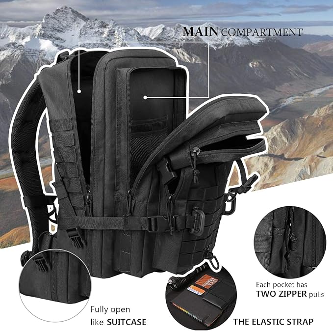 MOLLE Assault Pack, Tactical Backpack Military Army Camping Rucksack, 3-Day Pack