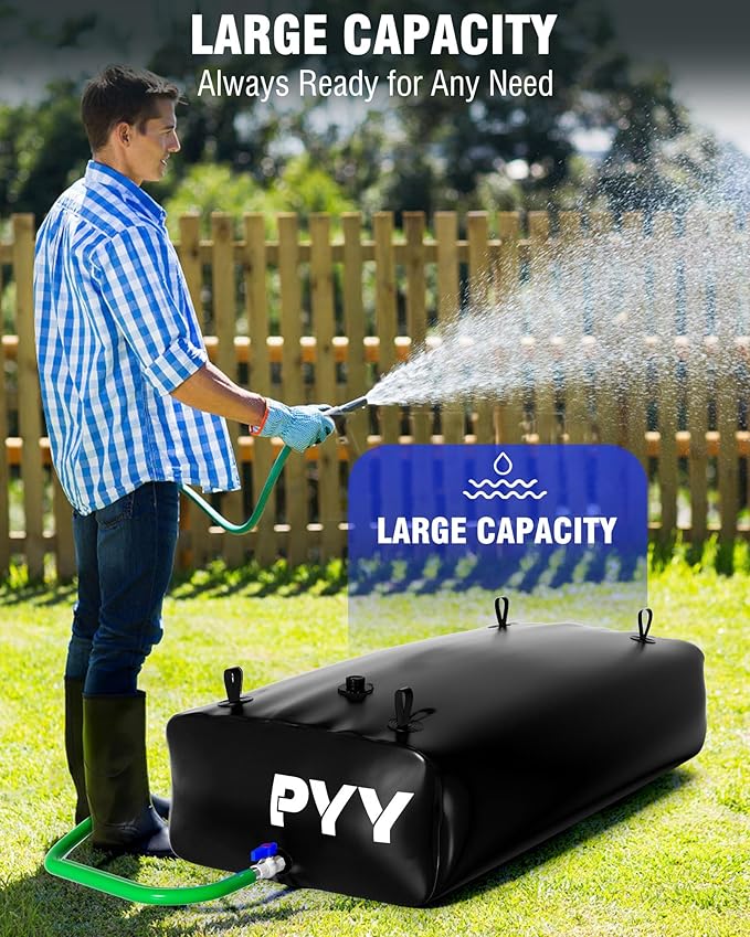 PYY Portable 87 Gallon Water Bladder - Truck Bed & Carrier Cart Water Bob Bathtub Emergency Water Bladders for Outdoor RV & Car Camping Water Bladder Tank with Spigots and Overflow Kit-Black 330L