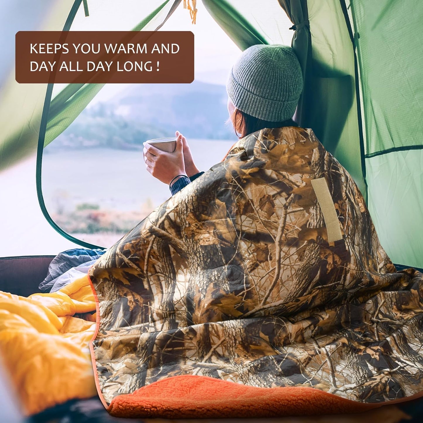 Tirrinia Large Waterproof Outdoor Blanket, Soft Warm Windproof Stadium Blanket with Sherpa Fleece and Foldable for Outdoor Sport, Baseball, Football, Beach, Concerts, Car