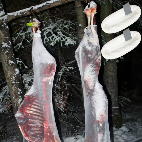Maniaacer 4 Pack Elk Game Hunting Bags Hunting Meat Bags with Reflective Strip 48inch Breathable Rolled Heavy Duty Quarter Bag for Elk Caribou Moose Antelope Deer