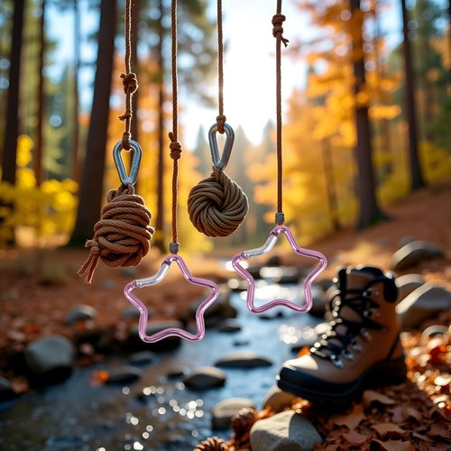 2Pcs Carabiner Clip, Star Shaped Climbing Buckle, Aluminum Alloy Heavy Duty Car Key Chain Hook for Camping Fishing Hiking Traveling Aluminum Key Chain Clip Accessories Outdoor