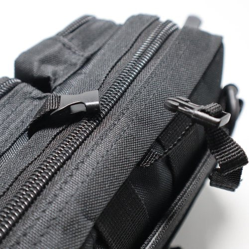 Tactical Molle Utility Pouch, Compact EDC Tool Pouch Bag Tactical Phone Pouches Medical EDC IFAK Pack Mini Waist Pouches with Two Carabiners (Black)