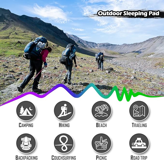 Megior Camping Sleeping Pad, Extra Thickness 4 Inch Inflatable Sleeping Mat Lightweight Waterproof Camping with Built-in Air Pump Air Mattress for Backpacking, Hiking, Tent, Traveling