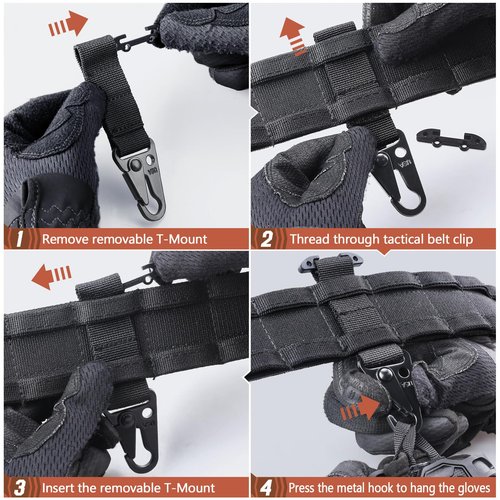 LIVANS Molle Belt Clip Key Holder Tactical Battle Belt Plate Carrier Vest Attachment Clip for Hanging Keys or Gloves, Universal Fit Molle Accessories Clip |T-Mount Clash Hook, Include Z-Buckle(B-1)