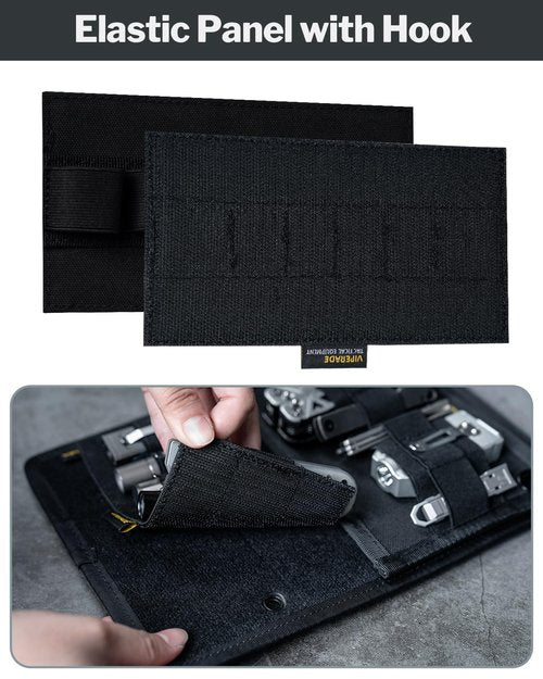 VIPERADE PL10-B EDC Organizer Elastic Modular, EDC Insert Pouch Panel Hook Backed Accessories Holder, Large Elastic Organizer Holder for Blackpack, Bag
