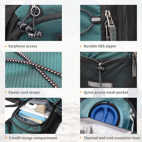 NONSAR Hydration Backpack, Hiking Backpack with 3L Water Bladder, Lightweight Insulation Hydration Pack, Water Backpack for Hiking, Cycling, Running, Festival, Camping for Men Women
