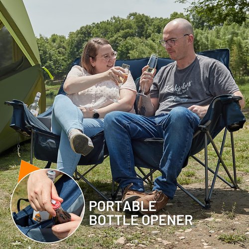 Timber Ridge Double Camping Chair, Heavy Duty Outdoor Folding Camp Couch, Loveseat Camping Chairs Perfect for Campsites, Patio/Lawn, Soccer Games or Other Youth Sports, Supports 600 lbs