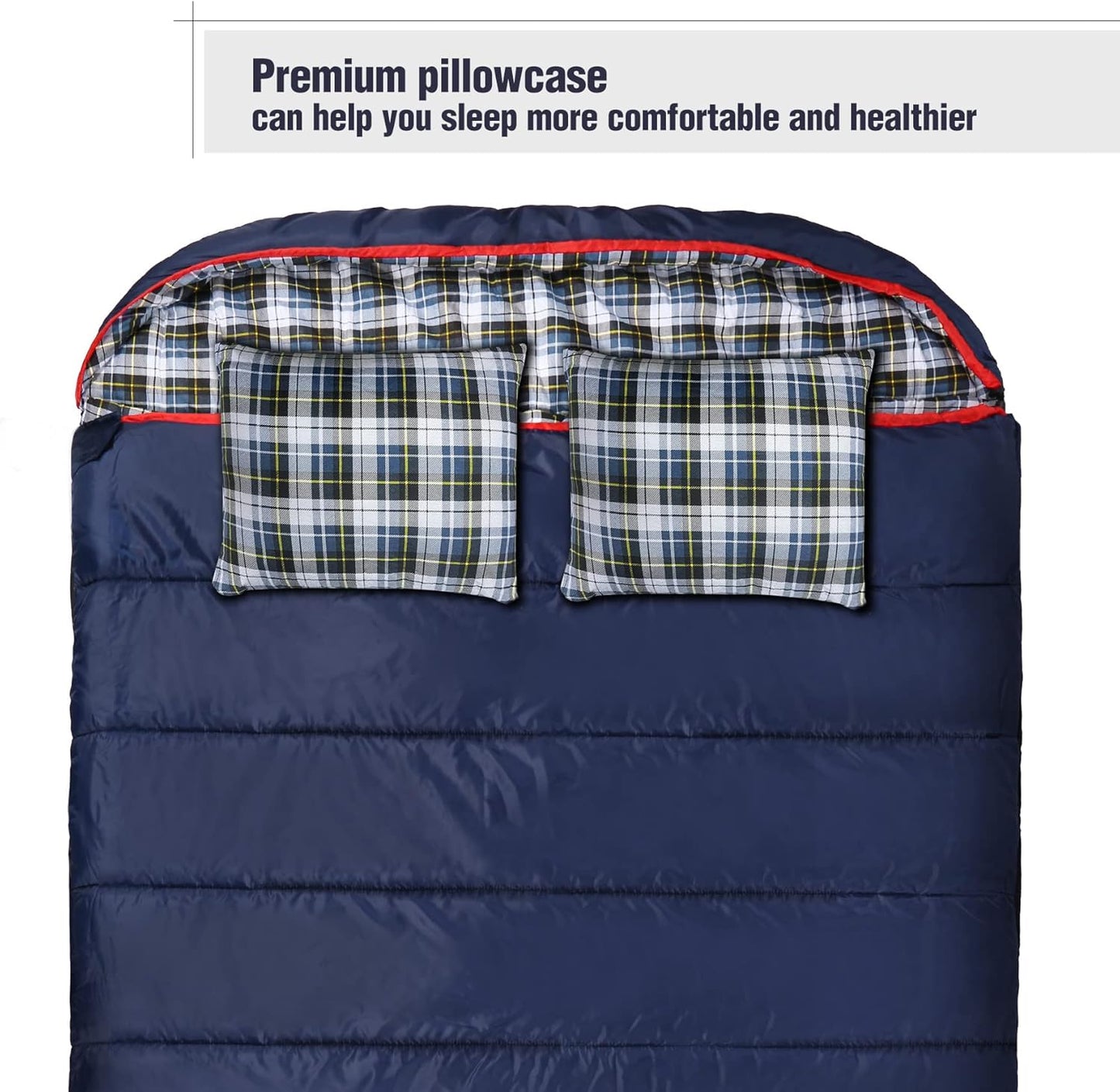REDCAMP Small Camping Pillow Lightweight and Compressible, Flannel Travel Pillow with Removable Pillow Cover, 2 Pack
