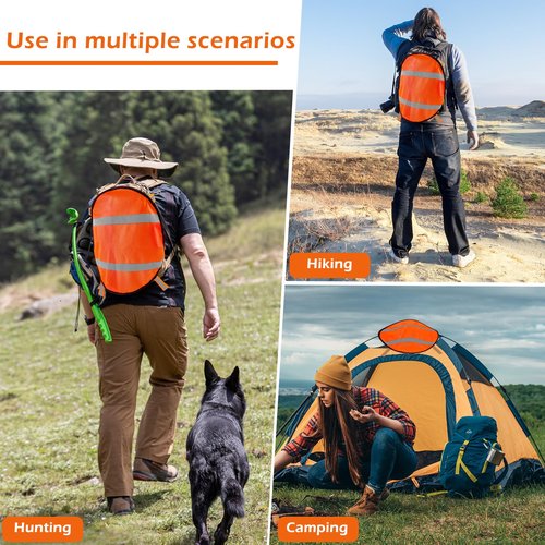 Wenfan 4PCS Blaze Orange Safety Panel with Reflective Strips High Visibility Hunting Panel Lightweight Blaze Orange Panel Hunting Mesh Tent Backpack Cover Safety Panel for Hiking Camping Biking,12"