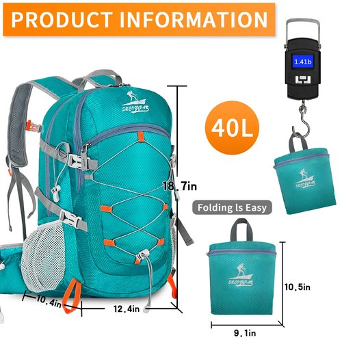 SQCOZYPAR 40l Hiking Backpack Camping Back pack Water Resistant Daypack Packable foldable Outdoor Mountaineering Backpacks for Women Men