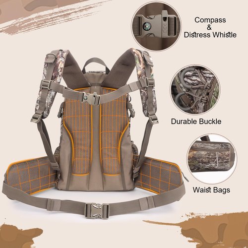 MoiShow Hunting Backpack, Camo Hunting Backpacks & duffle Bags, Water-resistant Long-Lasting Large Capacity Bow Backpack Hunting Pack For Hunting Gear Accessories (Treasures of the Trees)