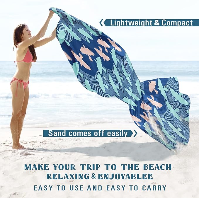 Beach Blanket Sandproof Waterproof 78''×81''1-5Adults Oversized,Compact Lightweight Durable Beach Mat for Travel Camping Hiking Picnic Blanket