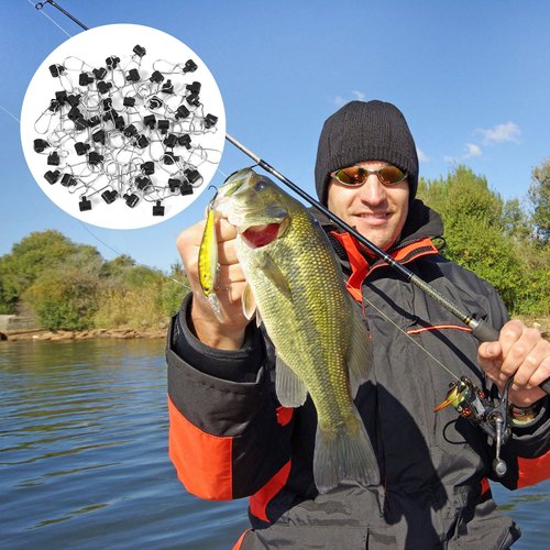 XIHIRCD 50pcs Fishing Weight Slider, Stainless Steel Fishing Line Sinker Slides Practical Sinker Slides Premium Fish Finder Rig Weight Slider for Fishing Tackle Accessories (Black)