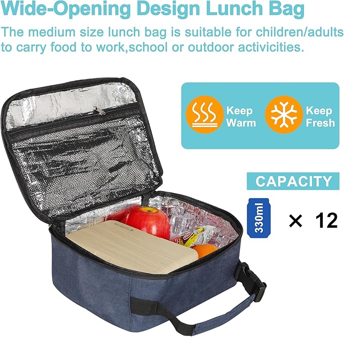 esouler Lunch Box Kids Insulated Lunch Bag for Boys & Girls Durable Children Lunchbox for School with Water Bottle Holder-Blue