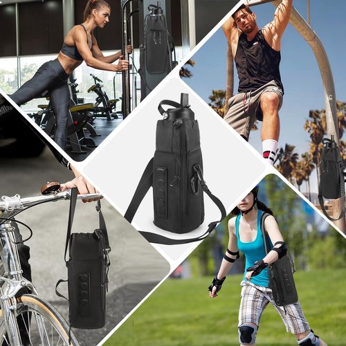 CONTAIL 2 in 1 Magnetic Water Bottle Carrier Bag for 30/40 oz Tumbler with Handle/no Handle,Bottle Pouch Holder with Adjustable Shoulder Strap,Multifunction Accessories Pocket&Carabiner