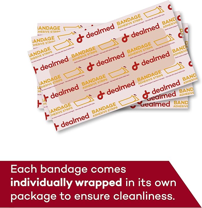 Dealmed Fabric Flexible Adhesive Bandages – 100 Count (24 Pack) Bandages with Non-Stick Pad, Latex Free, Wound Care for First Aid Kit, 2" x 4"