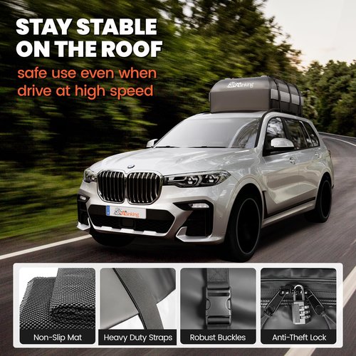 Asinking Car Rooftop Cargo Carrier Bag - 100% Waterproof Heavy Duty Car Roof Luggage Carrier 21 Cubic Feet, Fits All Vehicles with/Without Roof Rack - Easy Install & Triply Reinforced for Secure Use
