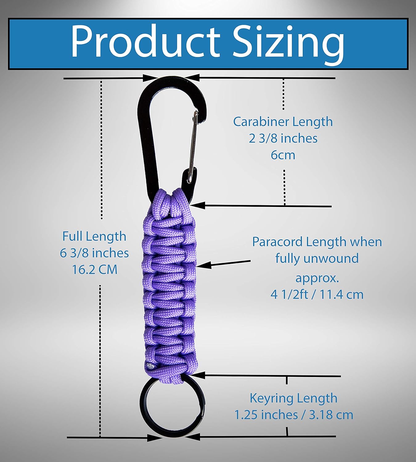 Paracord Lanyard Keychain with Carabiner Hook and Key ring