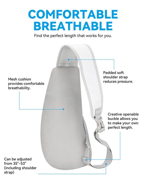 Gisdanchz Small Sling Bag Crossbody Bags for Women Men Cross Body Bag Lightweight Hiking Daypack Travel Backpack Over the Shoulder Bags for Gym Workout, White