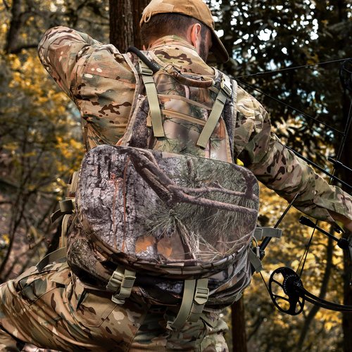 AMHEH Tactical Outdoors Vest for Men Hunting Vest with Magnetic Seat Cushion Game Pouch Adjustable Breathable Gear Accessories