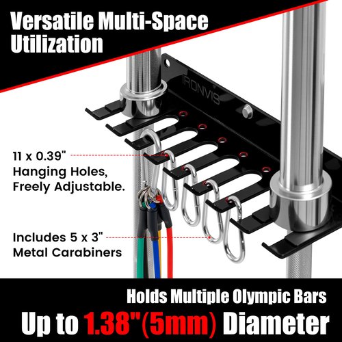 Wall-Mounted Gym Organizer, Resistance Band Storage Rack, Barbell Holder Wall Mount, Dumbbell Storage, Home Gym Accessories Holder (5mm)