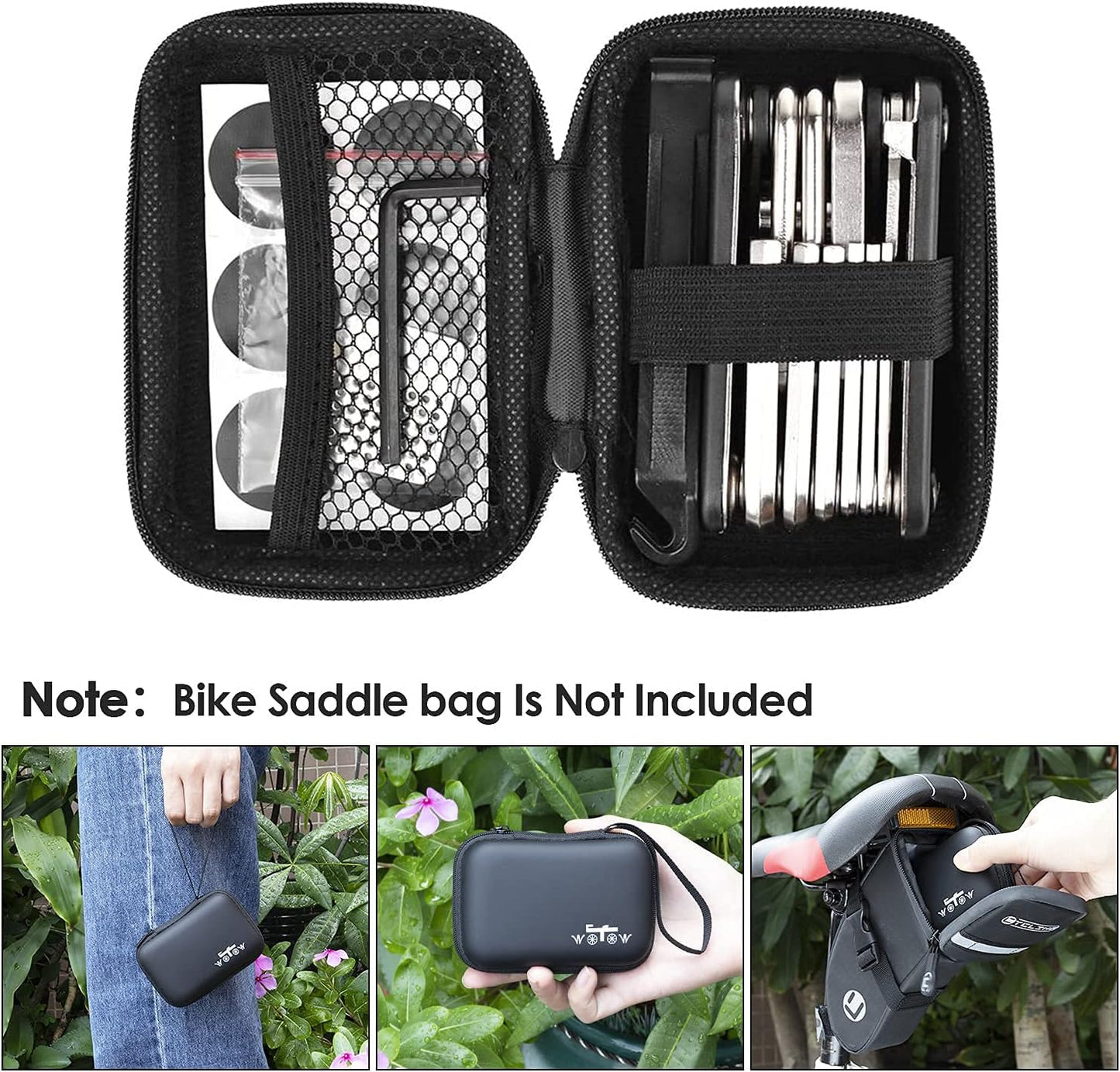 WOTOW Bike Repair Tool Kit - 16 in 1 Bicycle Multitool Portable Mountain Bike Tool Cycling Maintenance, Bike Hex Key Wrench & Bike Tube Patch Kit & Tire Lever & Hard Carrying Case (16 in 1)