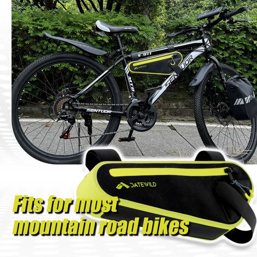 Date Wild Bike Frame Bag female, Water-Resistant Bike Triangle Pouch, Extended Straps to fit Bike Models, Large Capacity For Road Bicycle, Green(2L)