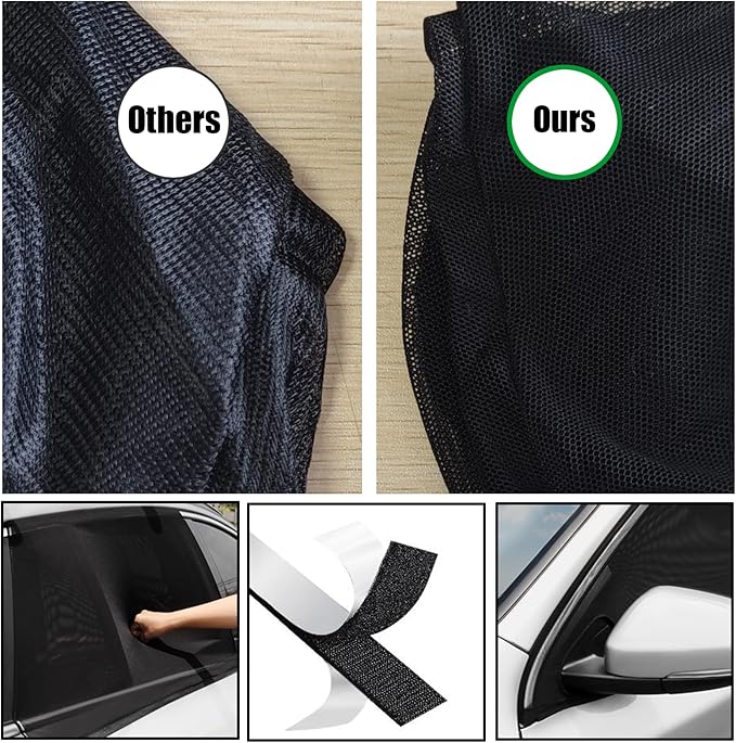 [2025] Car Window Screen Shades for Ram 1500 2500 3500 2019-2025 for Side Window 4 Pcs Truck Picup SUV Bug Mosquito Net Camping Breathable Mesh Netting UV Protection for Baby,Kids