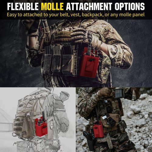 IronSeals Tactical Molle Adjustable Interphone Storage Bag Outdoor Sports Radio Pouch for Two Ways Walkie-Talkie (Red)