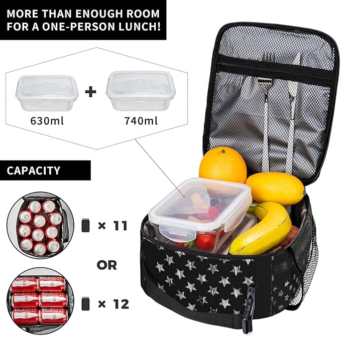 SARA NELL Hunting Camo Deer Insulated Lunch Bag Camouflage American Flag Lunch Cooler Box for Women Men Teens Kids, Reusable Lunch Tote Bag, Insulated Lunch Bags for Work, Picnic, School or Travel