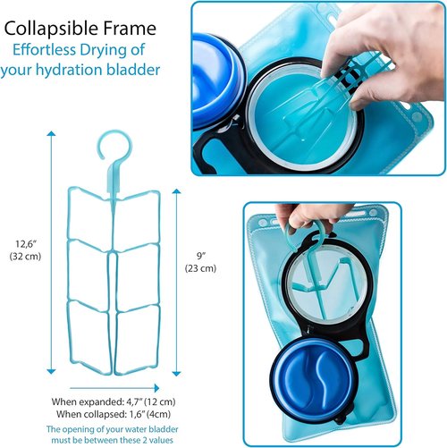 InnerFit Hydration Bladder Cleaning Kit - 5 in 1 Water Bladder Cleaning Kit for Universal Bladders - 3 Brushes - 1 Collapsible Frame - 1 Carrying Pouch