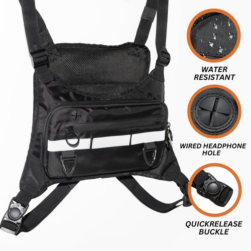 KeepItOrg Chest Bag for Men and Women – Running Vest with Reflective Strips – Tactical Chest Rig for Sports, Cycling, Workout, Hiking – Lightweight and Water-Resistant Chest Pack with Phone Holder