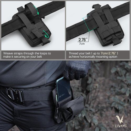 LIVANS Tactical Backpack Accessories Pouch, Molle Accessories Shoulder Strap Attachment Pouches Utility EDC Phone Pouch Sport